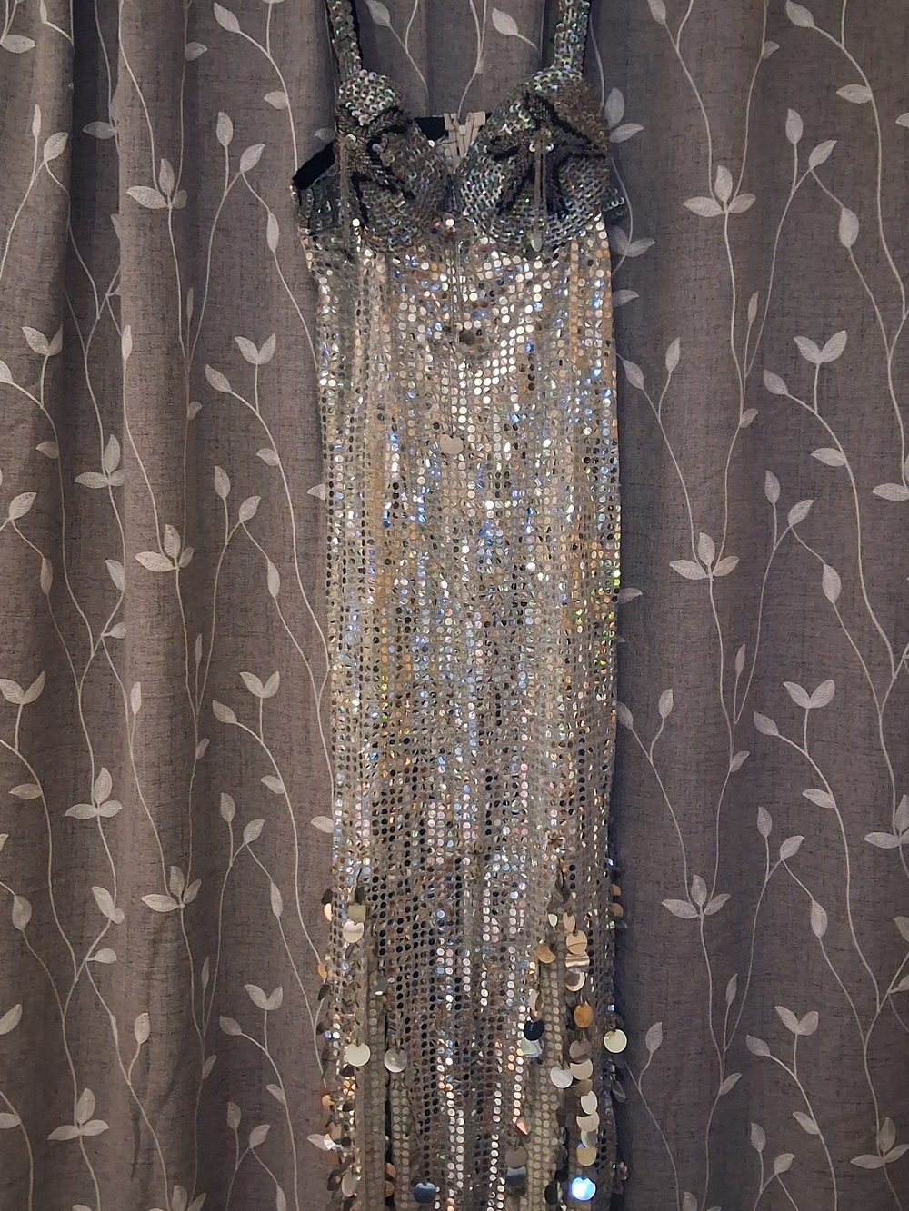 Vintage Silver Sequin Fringe Dance Dress